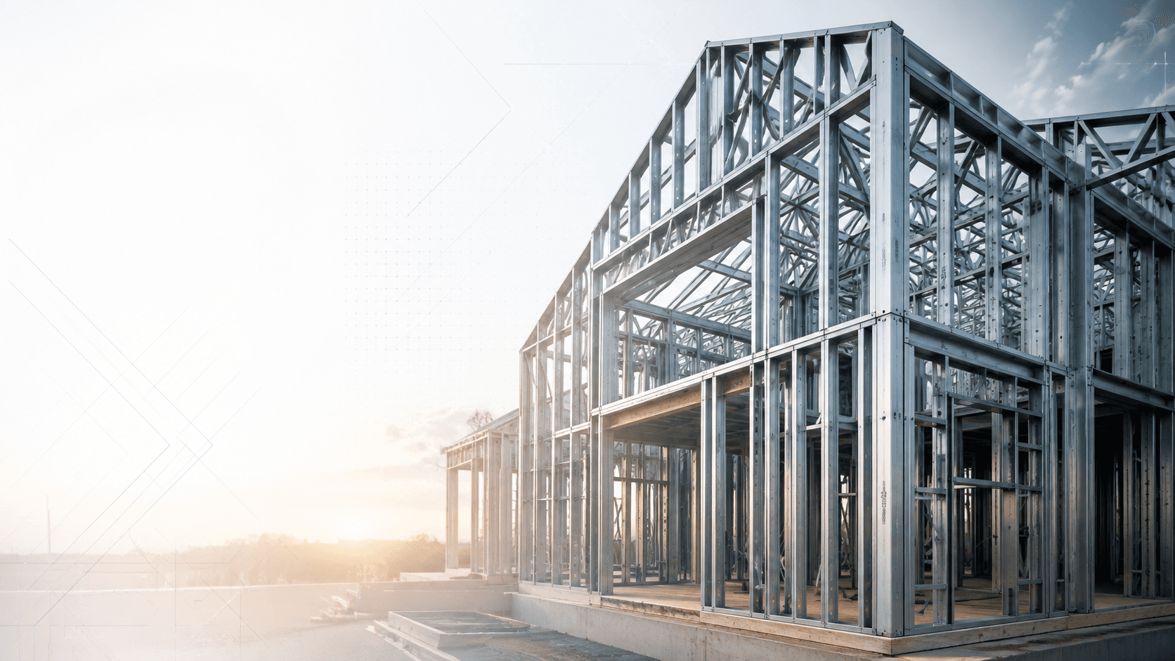 Imagem ilustrativa de uma estrutura em Light Steel Framing em fase de construção